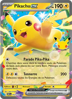 Carte Pikachu-ex de l'extension 30ᵉ Anniversaire, numéro 053/128