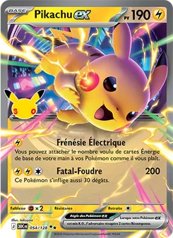Carte Pikachu-ex de l'extension 30ᵉ Anniversaire, numéro 054/128