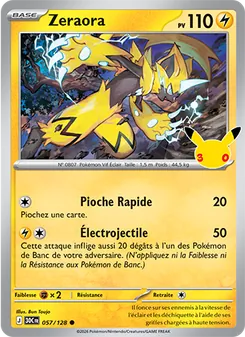 Carte Zeraora de l'extension 30ᵉ Anniversaire, numéro 057/128
