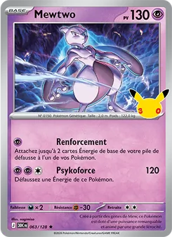 Carte Mewtwo de l'extension 30ᵉ Anniversaire, numéro 063/128