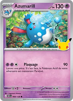 Carte Azumarill de l'extension 30ᵉ Anniversaire, numéro 068/128