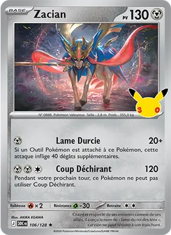 Carte Zacian de l'extension 30ᵉ Anniversaire, numéro 106/128
