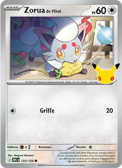 Carte Zorua de Hisui de l'extension 30ᵉ Anniversaire, numéro 122/128