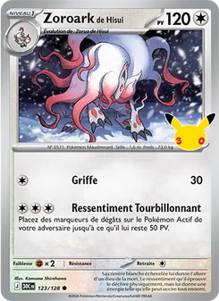 Carte Zoroark de Hisui de l'extension 30ᵉ Anniversaire, numéro 123/128