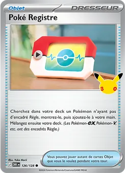 Carte Poké Registre de l'extension 30ᵉ Anniversaire, numéro 126/128