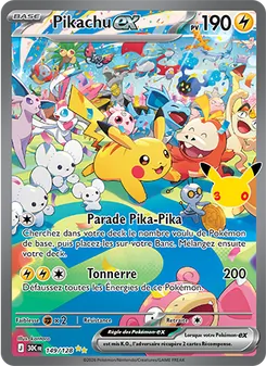 Carte Pikachu-ex de l'extension 30ᵉ Anniversaire, numéro 149/128