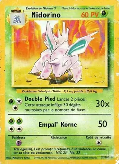 Carte Nidorino de l'extension Set de Base, numéro 37/102