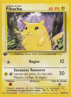 Carte Pikachu de l'extension Set de Base, numéro 58/102