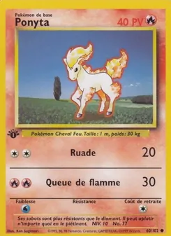 Carte Ponyta de l'extension Set de Base, numéro 60/102