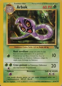 Carte Arbok de l'extension Fossile, numéro 31/62