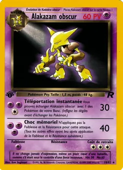 Carte Alakazam obscur de l'extension Team Rocket, numéro 18/82