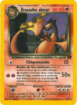 Carte Dracaufeu obscur de l'extension Team Rocket, numéro 21/82