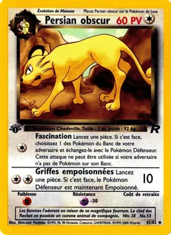 Carte Persian obscur de l'extension Team Rocket, numéro 42/82