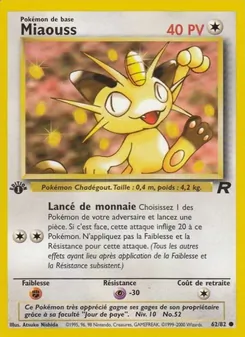 Carte Miaouss de l'extension Team Rocket, numéro 62/82