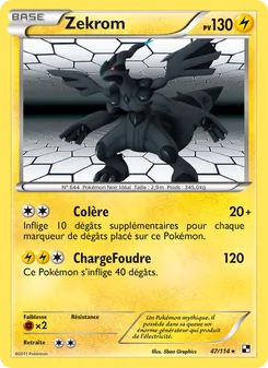 Carte Zekrom de l'extension Noir & Blanc, numéro 47/114