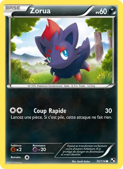 Carte Zorua de l'extension Noir & Blanc, numéro 70/114
