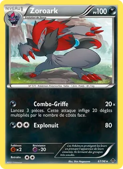Carte Zoroark de l'extension Pouvoirs Émergents, numéro 67/98