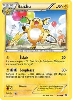 Carte Raichu de l'extension Destinées Futures, numéro 40/99