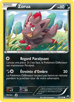 Carte Zorua de l'extension Explorateurs Obscurs, numéro 70/108