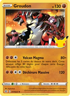 Carte Groudon de l'extension Célébrations, numéro 17/25