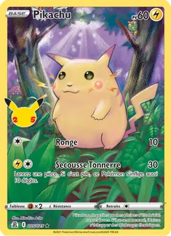 Carte Pikachu de l'extension Célébrations, numéro 5/25