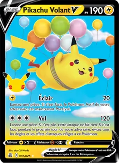 Carte Pikachu Volant V de l'extension Célébrations, numéro 6/25