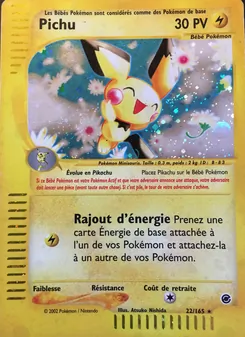 Carte Pichu de l'extension Expedition, numéro 22/165