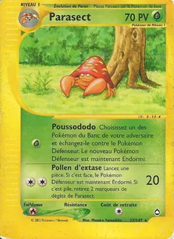 Carte Parasect de l'extension Aquapolis, numéro 27/147
