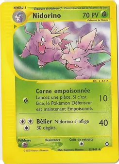 Carte Nidorino de l'extension Aquapolis, numéro 55/147