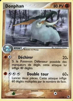 Carte Donphan de l'extension EX Rubis & Saphir, numéro 17/109