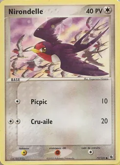 Carte Nirondelle de l'extension EX Rubis & Saphir, numéro 72/109