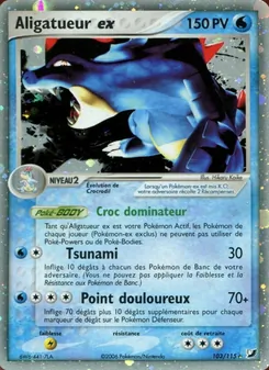 Carte Aligatueur ex de l'extension EX Forces Cachées, numéro 103/115