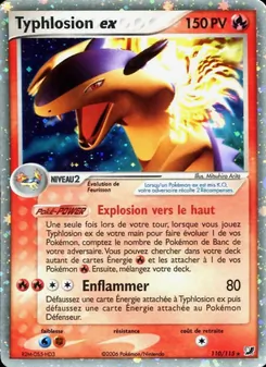 Carte Typhlosion ex de l'extension EX Forces Cachées, numéro 110/115