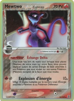 Carte Mewtwo δ de l'extension EX Espèces Delta, numéro 12/113