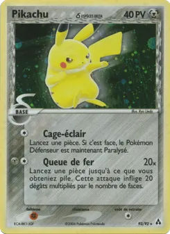 Carte Pikachu δ de l'extension EX Créateurs de légendes, numéro 93/92