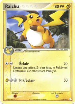 Carte Raichu de l'extension EX Fantômes Holon, numéro 51/110