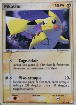 Carte Pikachu de l'extension EX Fantômes Holon, numéro 78/110