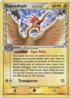 Carte Rapasdepic δ de l'extension EX Gardiens de Cristal, numéro 18/100