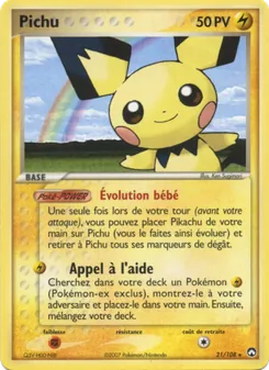 Carte Pichu de l'extension EX Gardiens du Pouvoir, numéro 21/108