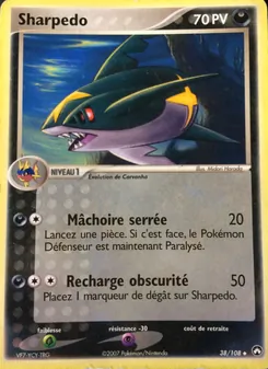 Carte Sharpedo de l'extension EX Gardiens du Pouvoir, numéro 38/108