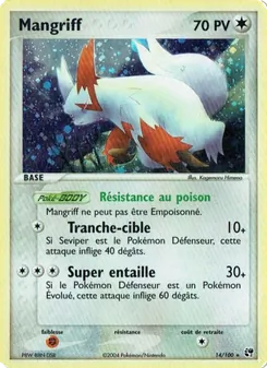 Carte Mangriff de l'extension EX Tempête de sable, numéro 14/100