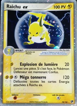 Carte Raichu ex de l'extension EX Tempête de sable, numéro 98/100