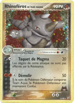 Carte Rhinoféros de Team Magma de l'extension EX Team Magma vs Team Aqua, numéro 11/95