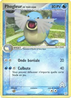 Carte Phogleur de Team Aqua de l'extension EX Team Magma vs Team Aqua, numéro 31/95