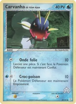 Carte Carvanha de Team Aqua de l'extension EX Team Magma vs Team Aqua, numéro 47/95