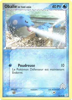 Carte Obalie de Team Aqua de l'extension EX Team Magma vs Team Aqua, numéro 56/95