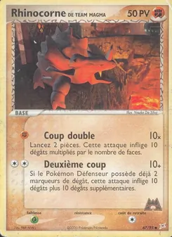 Carte Rhinocorne de Team Magma de l'extension EX Team Magma vs Team Aqua, numéro 67/95