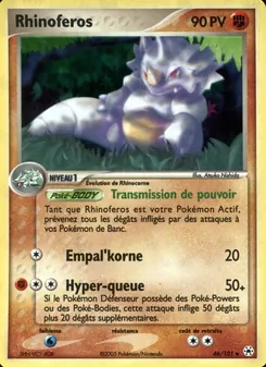 Carte Rhinoféros de l'extension EX Légendes Oubliées, numéro 46/101