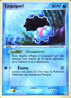 Carte Coquiperl de l'extension EX Légendes Oubliées, numéro 58/101
