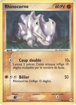 Carte Rhinocorne de l'extension EX Légendes Oubliées, numéro 70/101